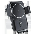 Black car wireless charger mobile phone holder with 15W fast charging capability