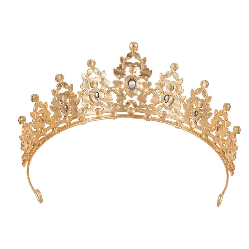 Baroque crown bride headdress with rhinestone detailing on an alloy base in silver and KC gold colour options.
