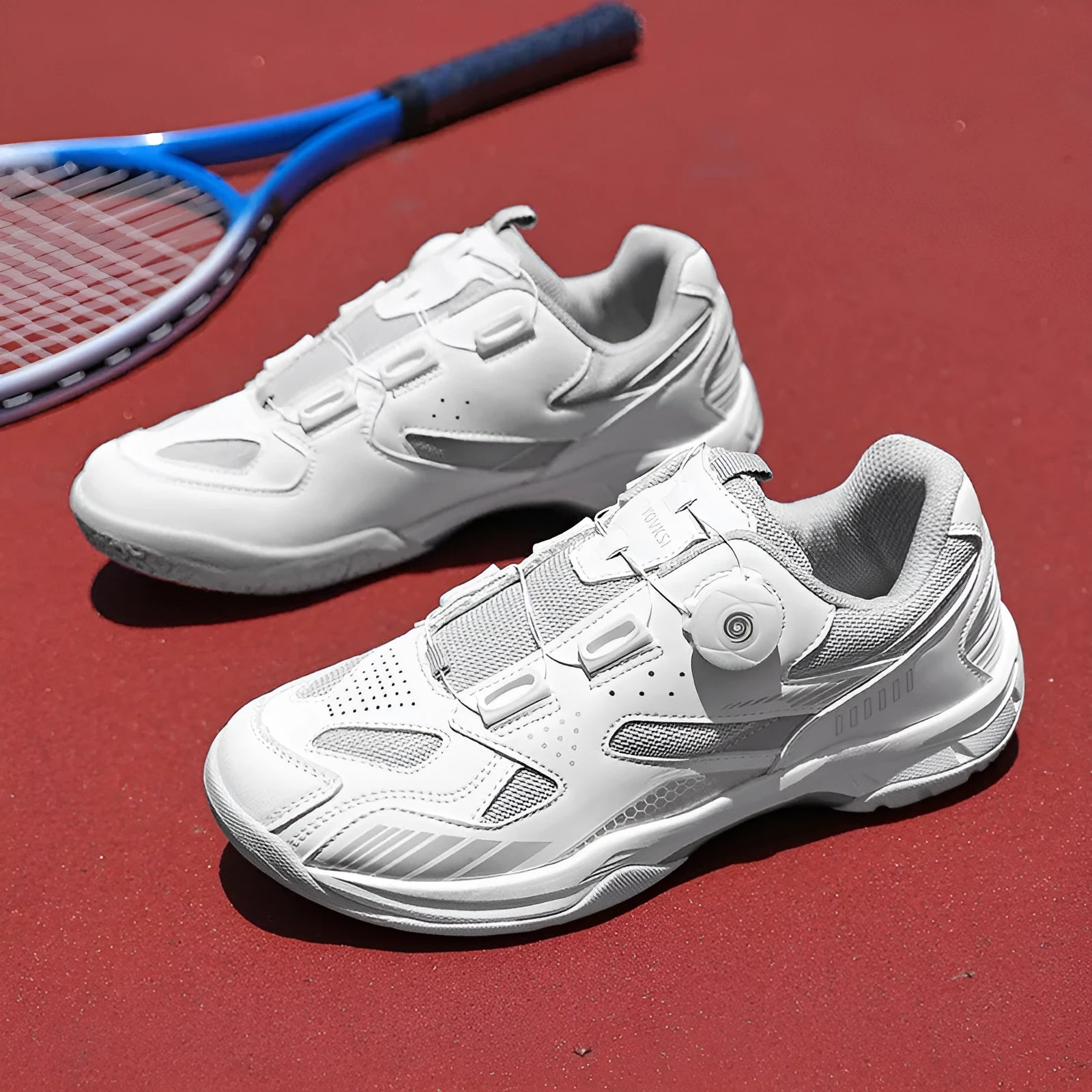 Casual unisex sneaker in microfiber and fabric with round toe and flat heel.