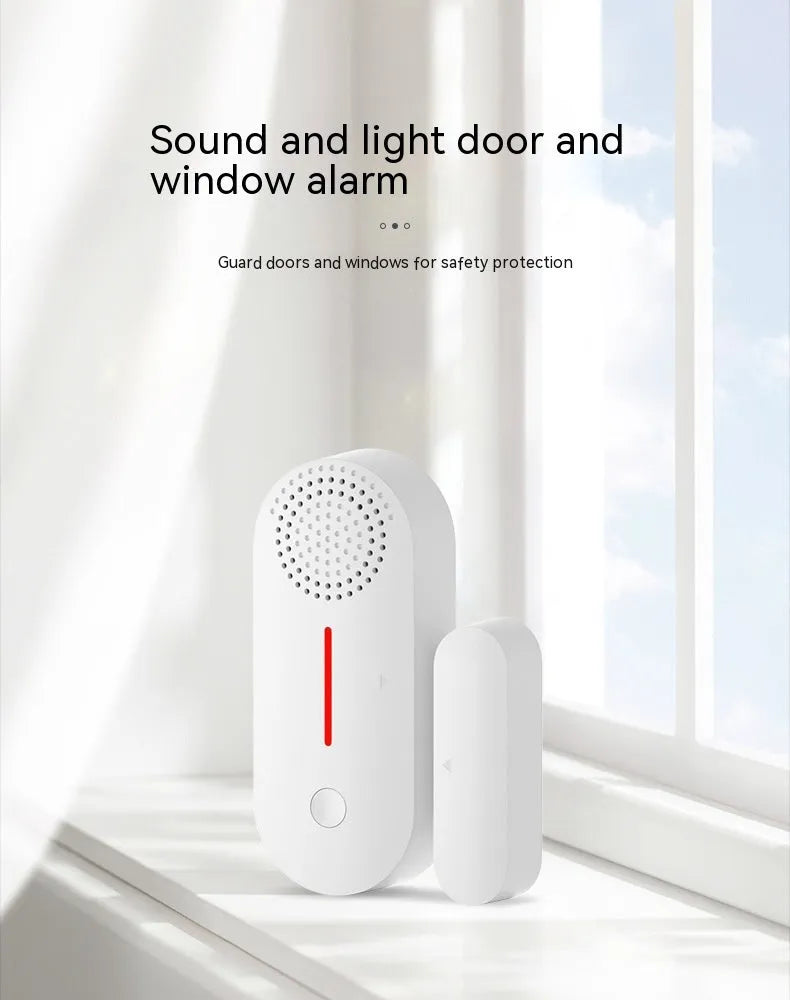 WiFi door magnetic sensor alarm unit with wireless connectivity for smart home security systems