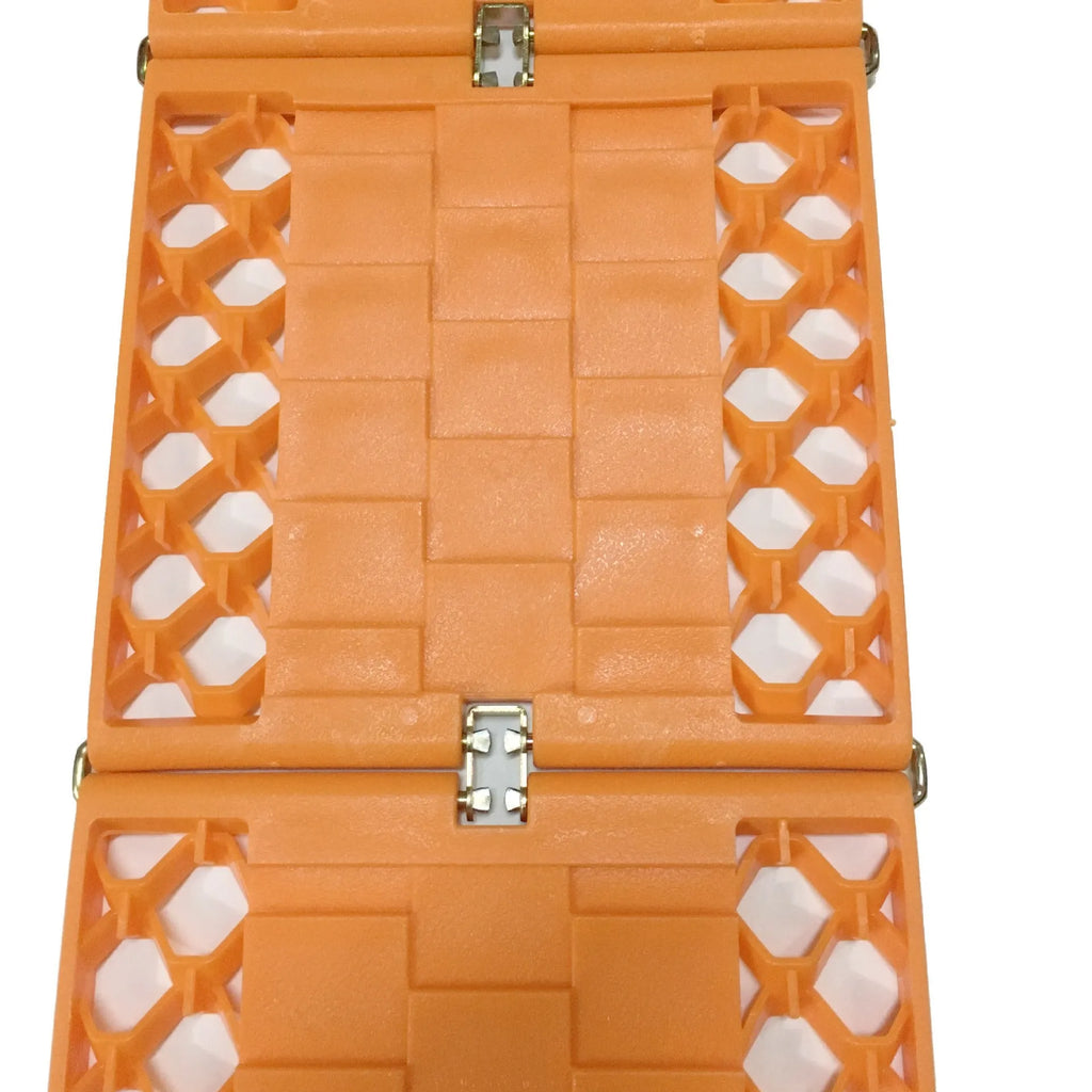 Pair of folding orange anti-slip rescue boards for car recovery