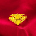 Women's gold electroplated brass ring with open diamond flower geometric texture design