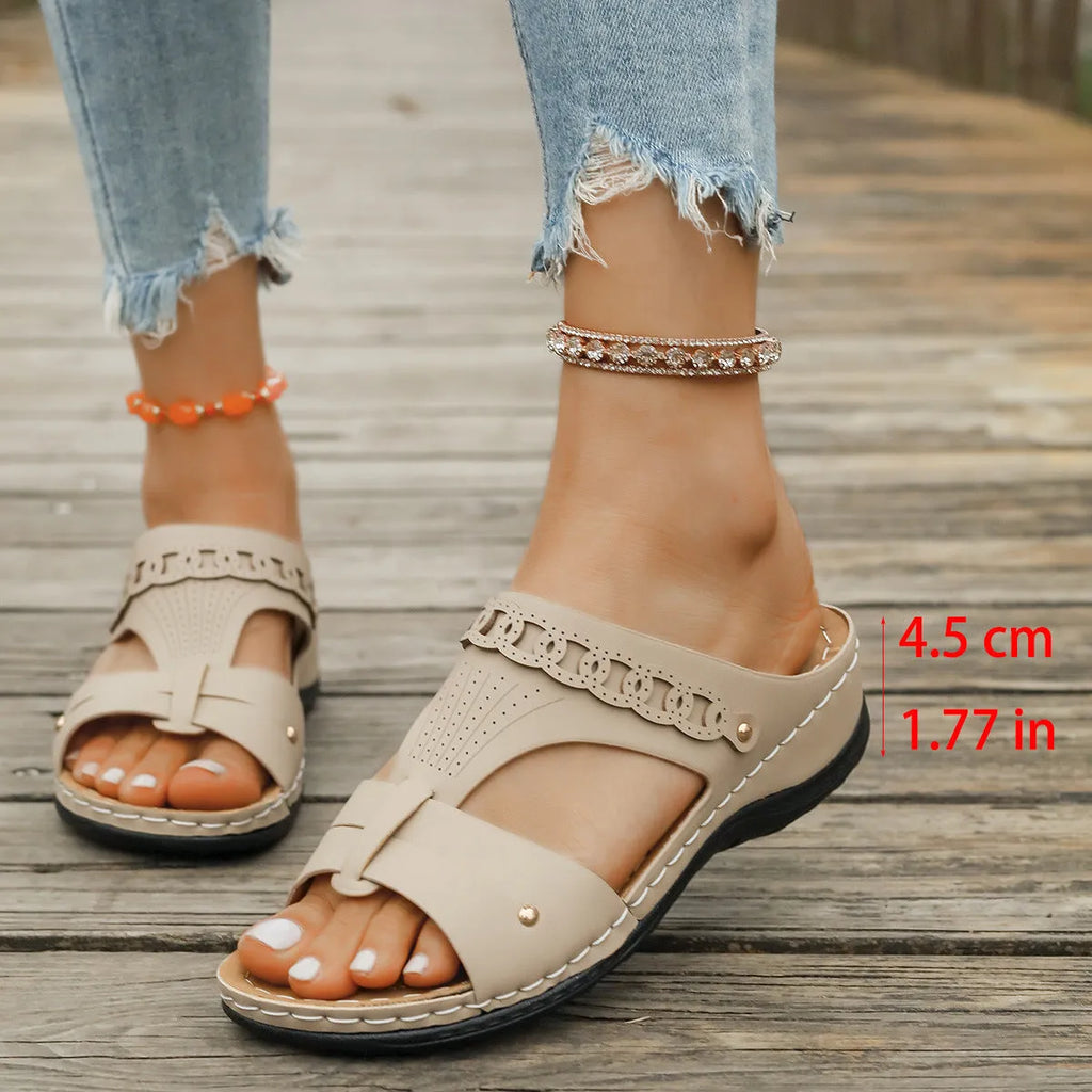 Roman style slippers with slope heel and fish mouth toe holder in multiple colour options
