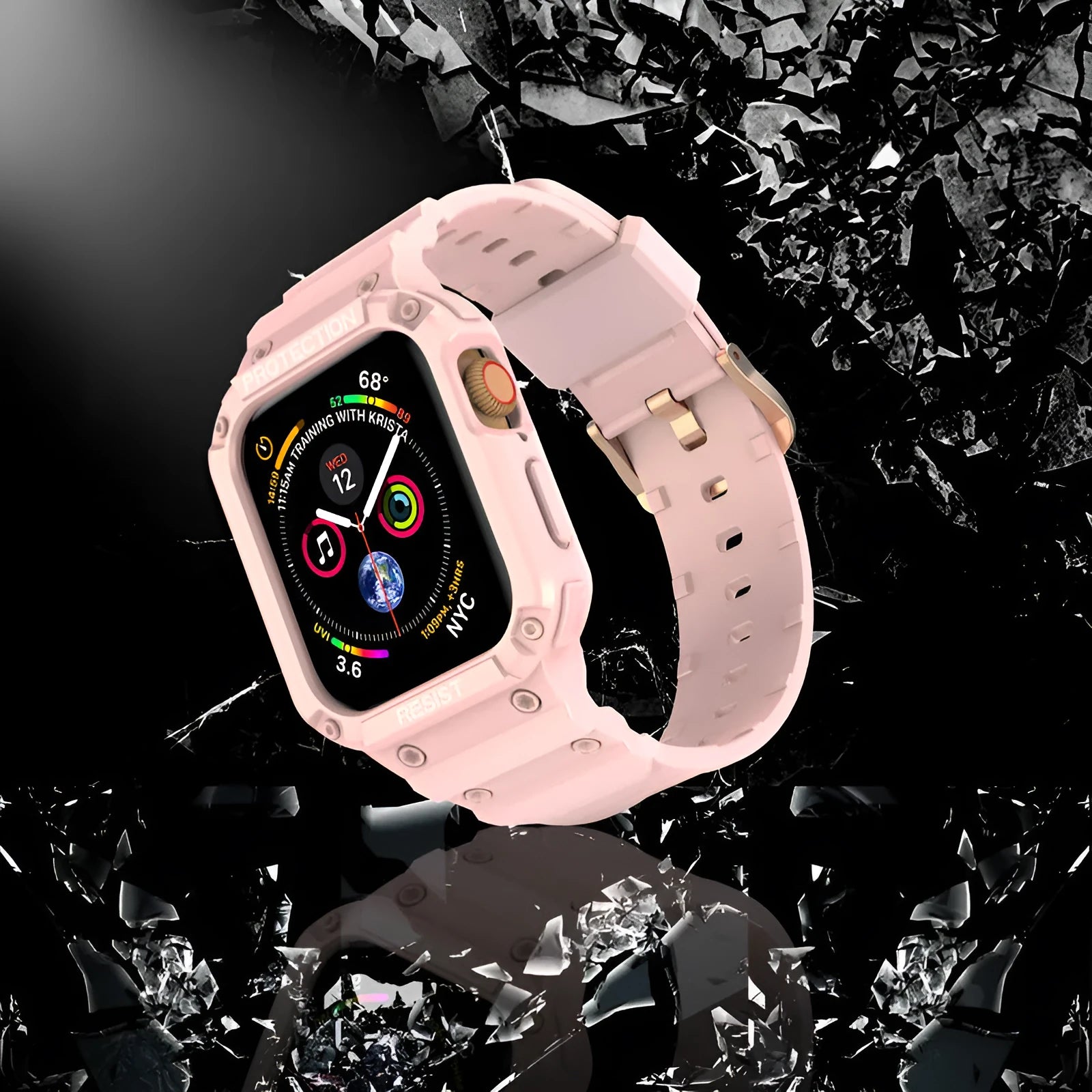 Soft TPU sport-style strap for Apple Watch Series 8 in multiple colour options on a white background.