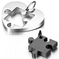 Stainless steel love pendant necklace couple puzzle heart 52mm in silver colour gloss finish