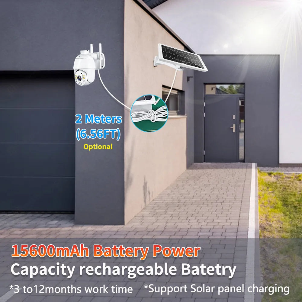 4G LTE solar PTZ security camera with 1080P night vision in metal housing