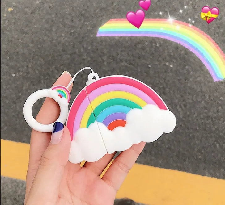 Rainbow silicone protector case for compatible Apple Airpods Bluetooth earphone