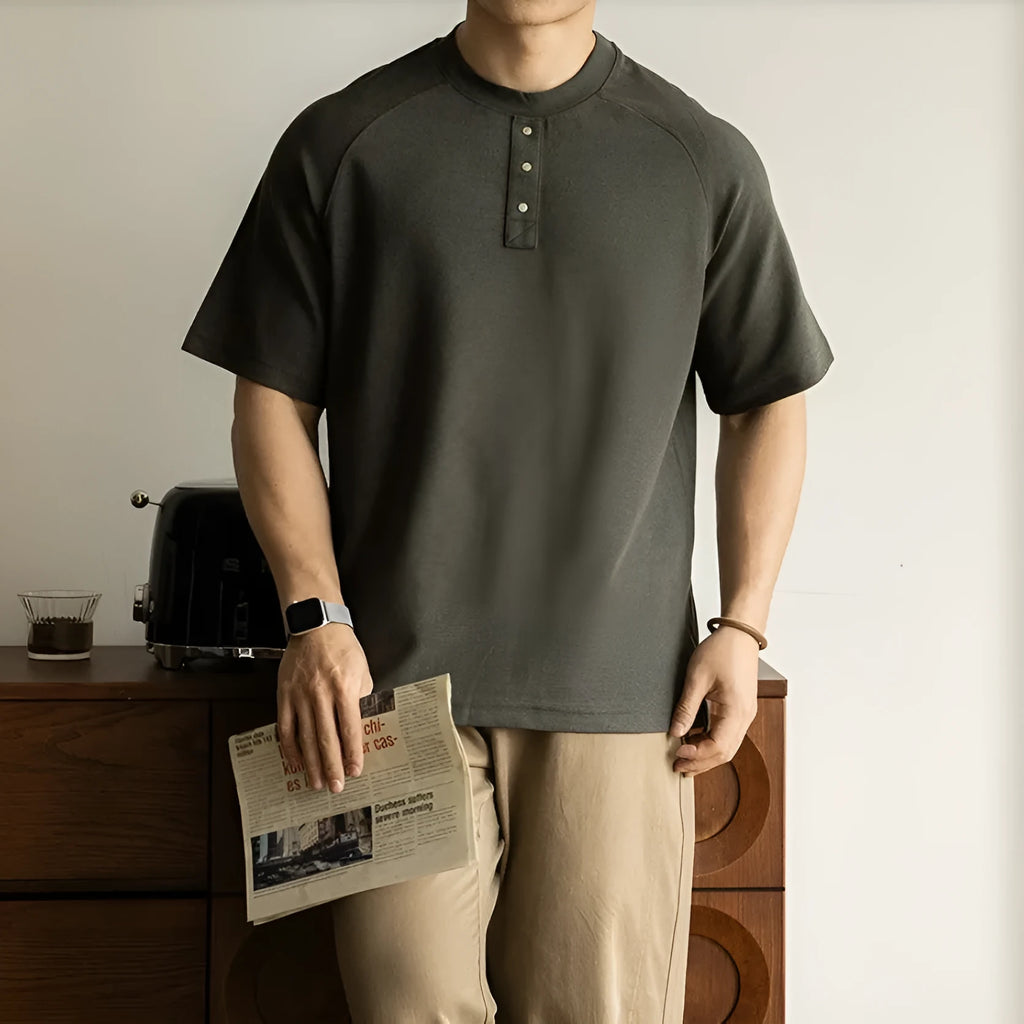 Casual loose terry fabric top with raglan sleeves in smoky grey colour