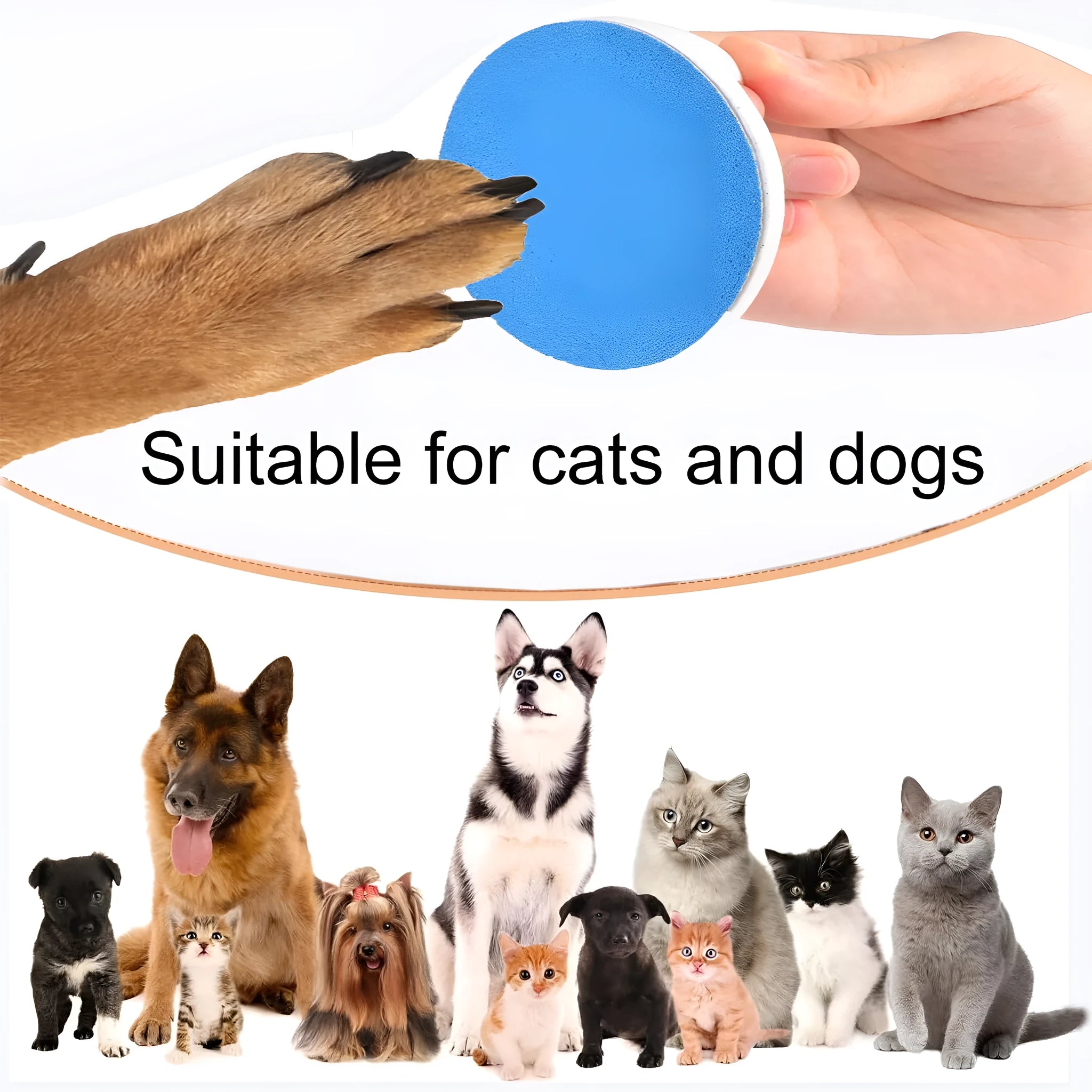 Square dog nail scratch board with ergonomic handle in one of four colours.