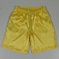 Men's black Tang suit shorts with a drawstring elastic waistband laid flat.