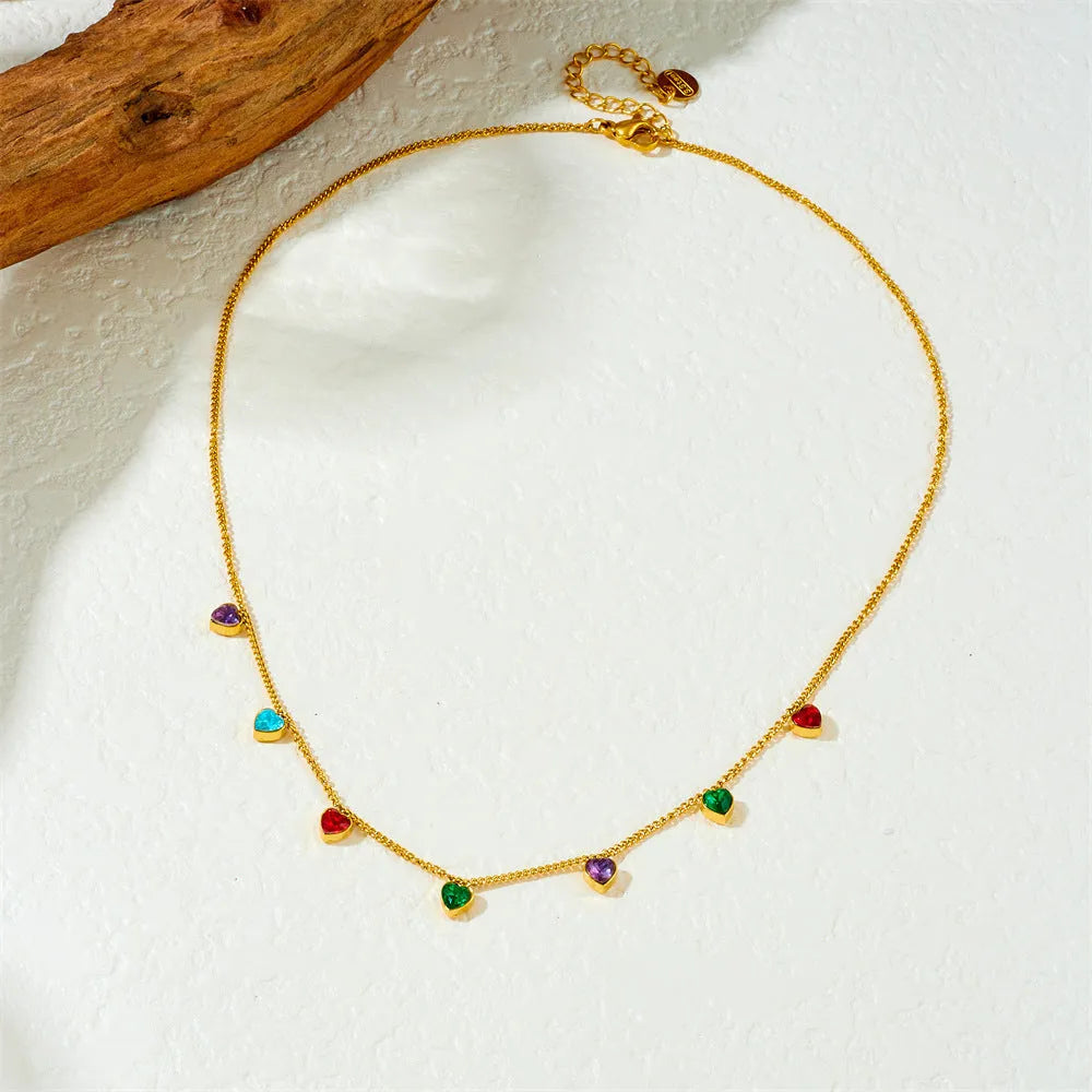 Gold-plated stainless steel necklace with heart pendant on adjustable 41-50cm chain