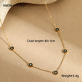 Geometric fritillary design bracelet and necklace set with 18K gold plating on stainless steel.