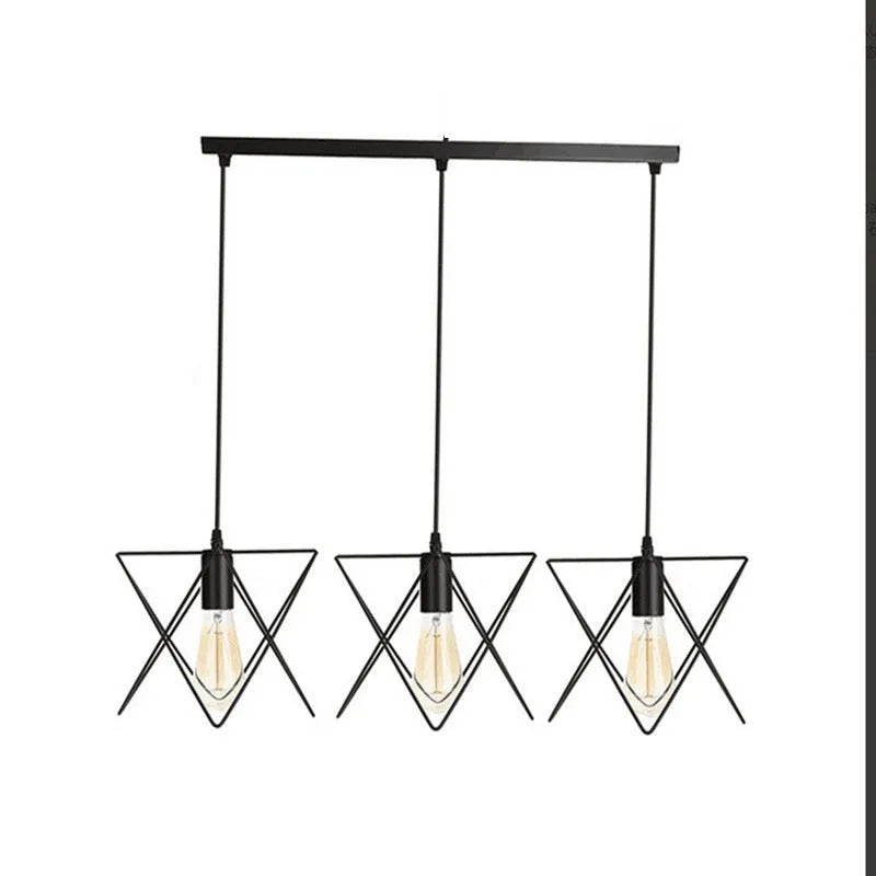 Iron droplight vintage three head assembled lamp for bar counter and restaurant, 220V, retro style