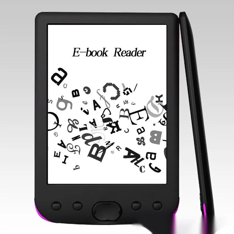 Black 6-inch E-ink e-book reader with multiple storage capacity options