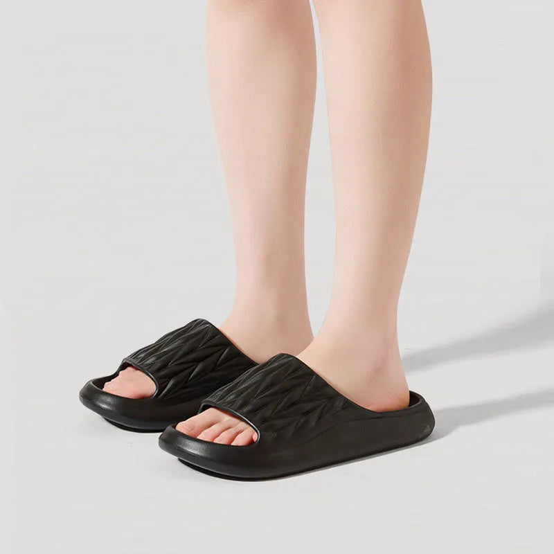 EVA household slippers with leaf texture pattern in multiple colour options