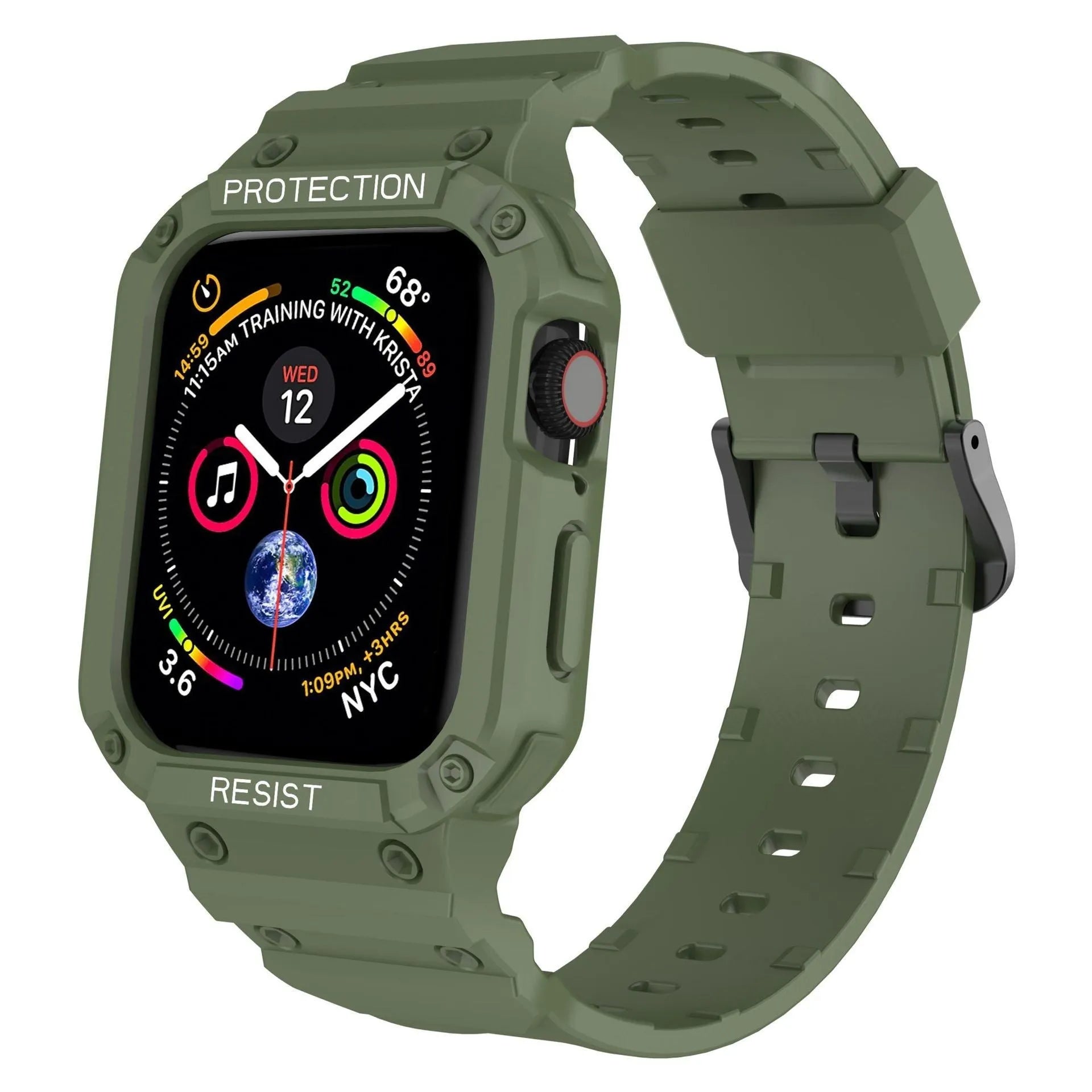Soft TPU sport-style strap for Apple Watch Series 8 in multiple colour options on a white background.