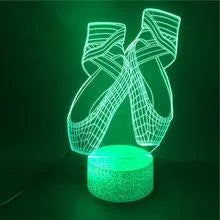 3D ballet dancer silhouette night light with colourful LED illumination on acrylic panel and ABS base