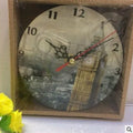 Home wooden table clock 12cm 24-hour dial battery powered promotional gift in multiple colours