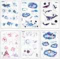 Abu Japanese paper sticker set with fantasy stars design measuring 10.5cm by 14.1cm