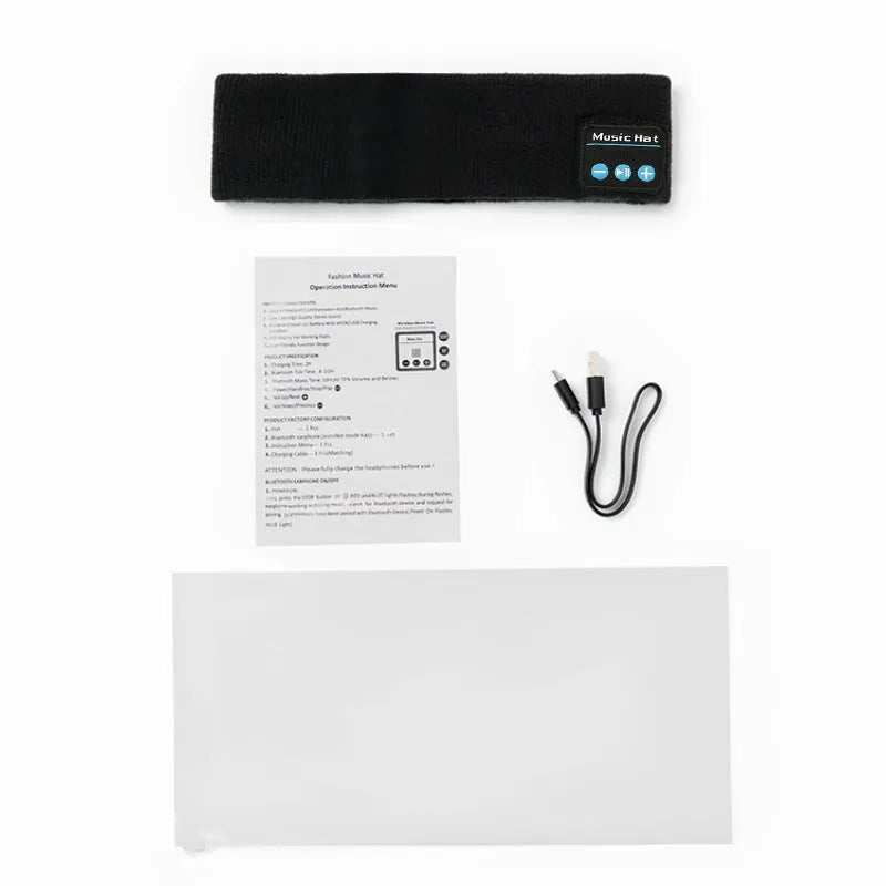 Bluetooth 5.4 headband with integrated eye mask and sports scarf in removable washable fabric