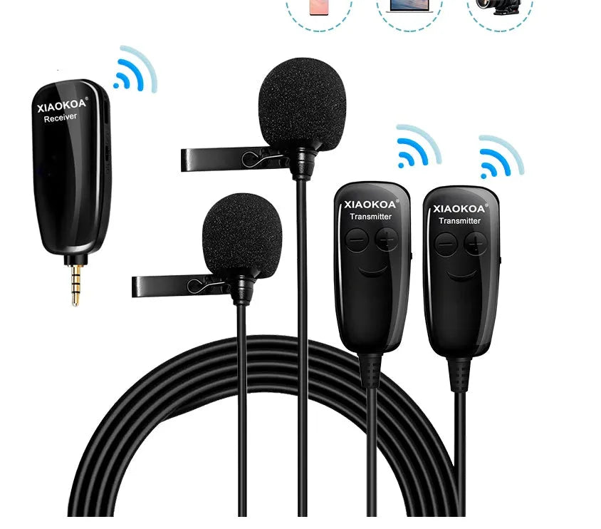 Black lavalier microphone with 3.5mm plug for mobile phones
