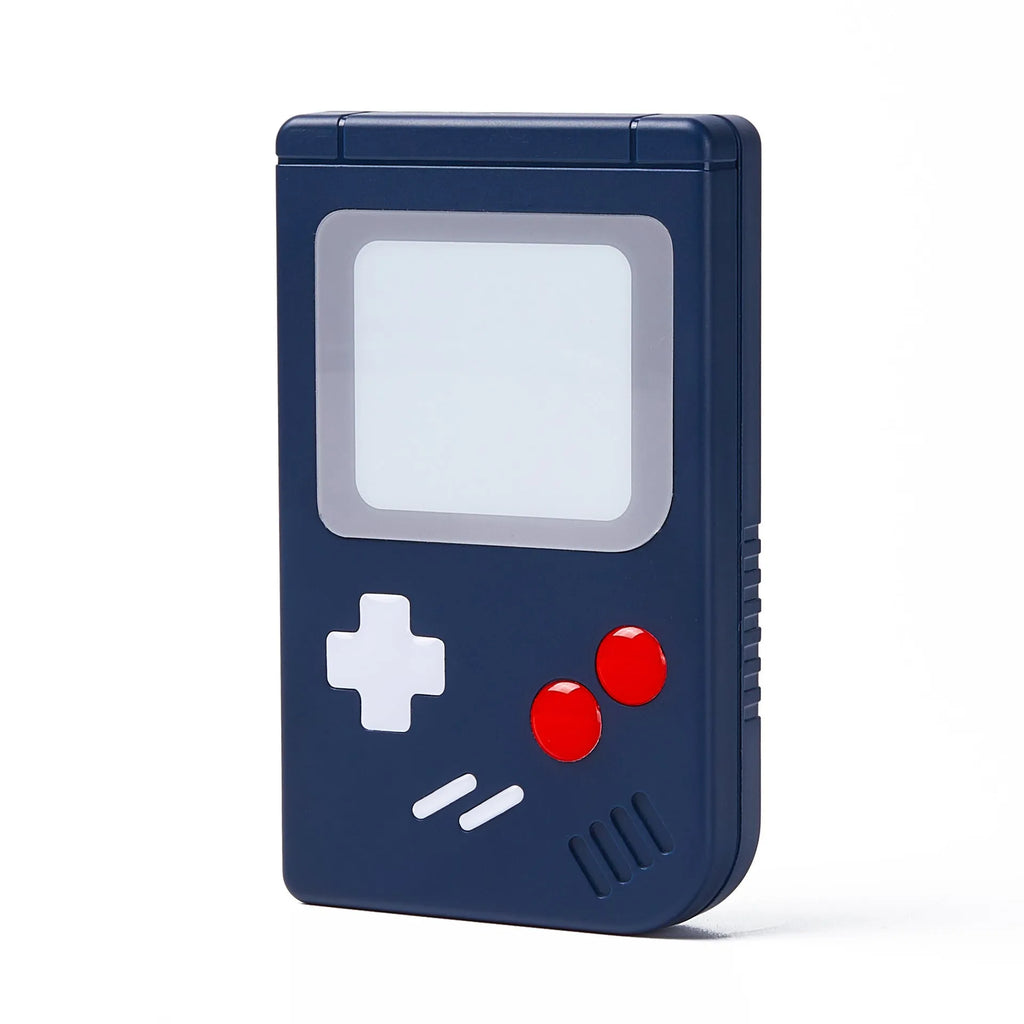 A small blue plastic storage box for Nintendo Switch game cards, shown closed.