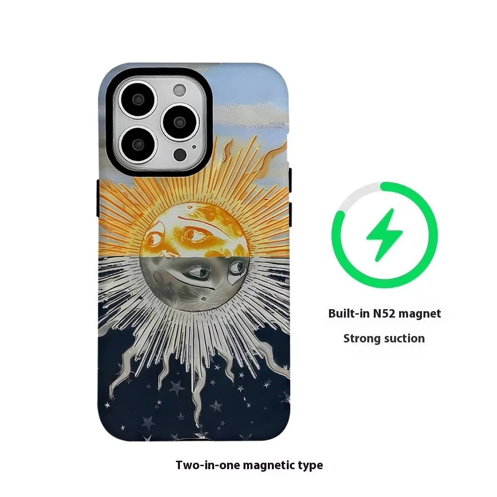 Day And Night Sun Feilin magnetic two-in-one phone case for iPhone with card holder slot, available in glossy and frosted finishes