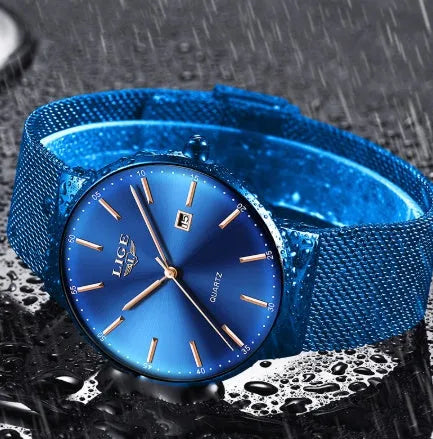 Men's stainless steel watch with 40mm dial in black, blue and black blue colour options