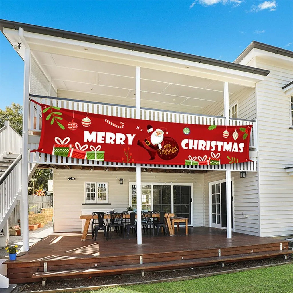 Christmas cloth poster featuring Santa Claus design, measuring 115x40cm, for window decoration