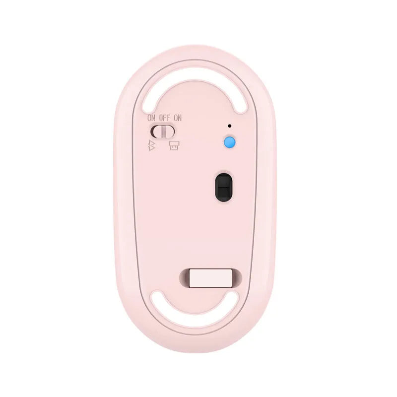 Rechargeable wireless dual-mode Bluetooth mouse, 105x60x20mm, 500mAh, 800-1200-1600 DPI, white pink green black