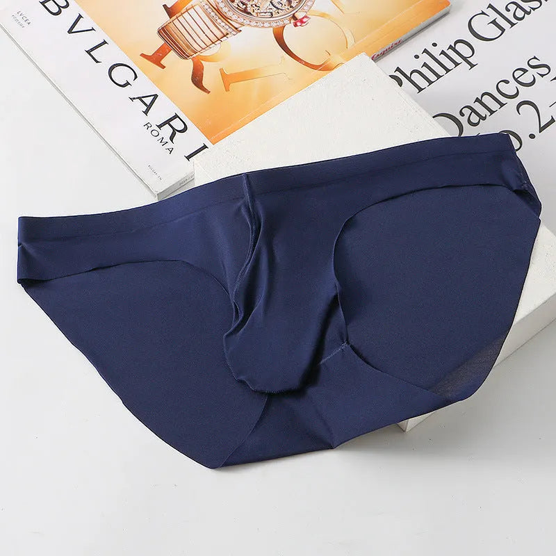 Men's ice silk seamless briefs with bullet separation pouch in multiple colours