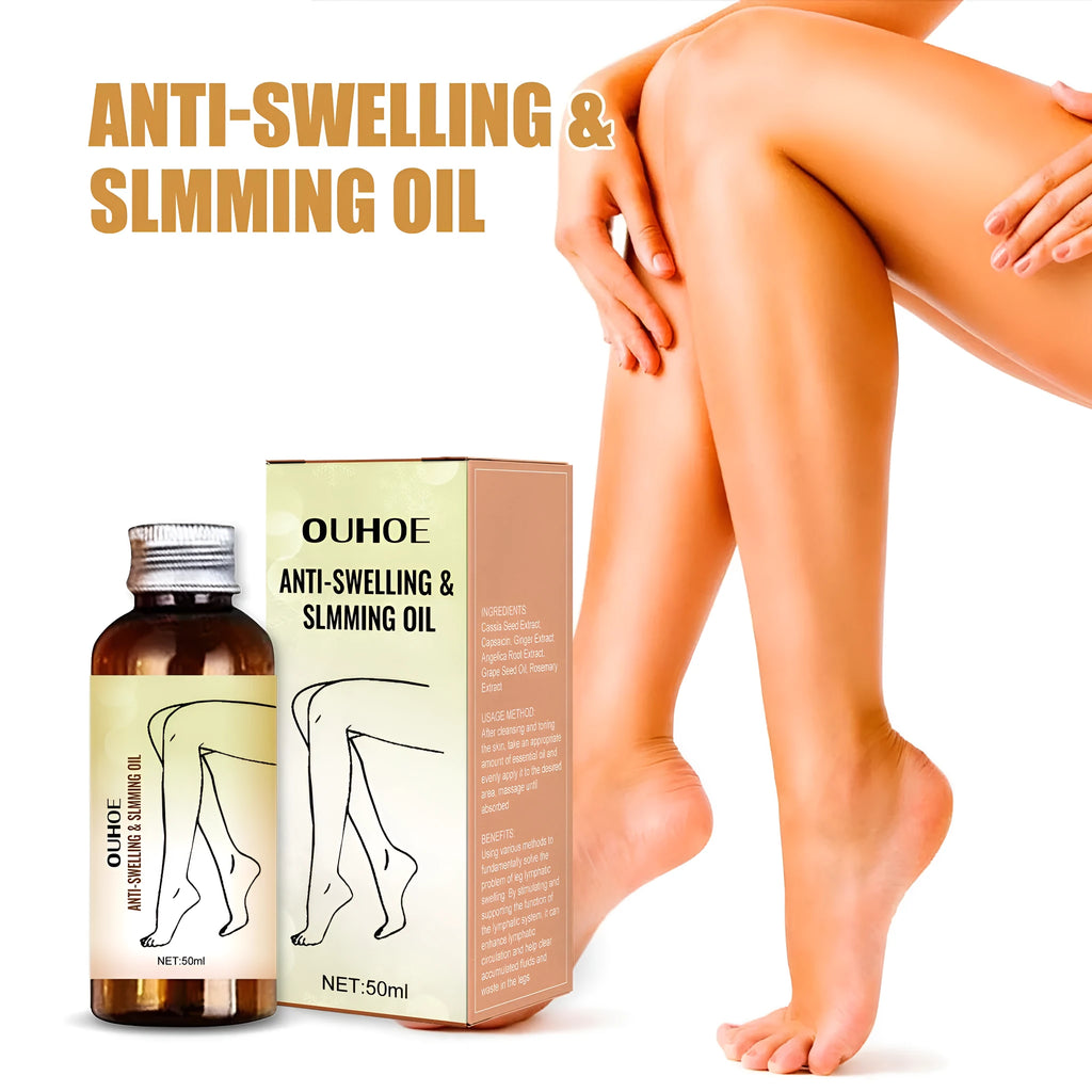 50ml bottle of moisturising leg massage essential oil with natural botanical extracts