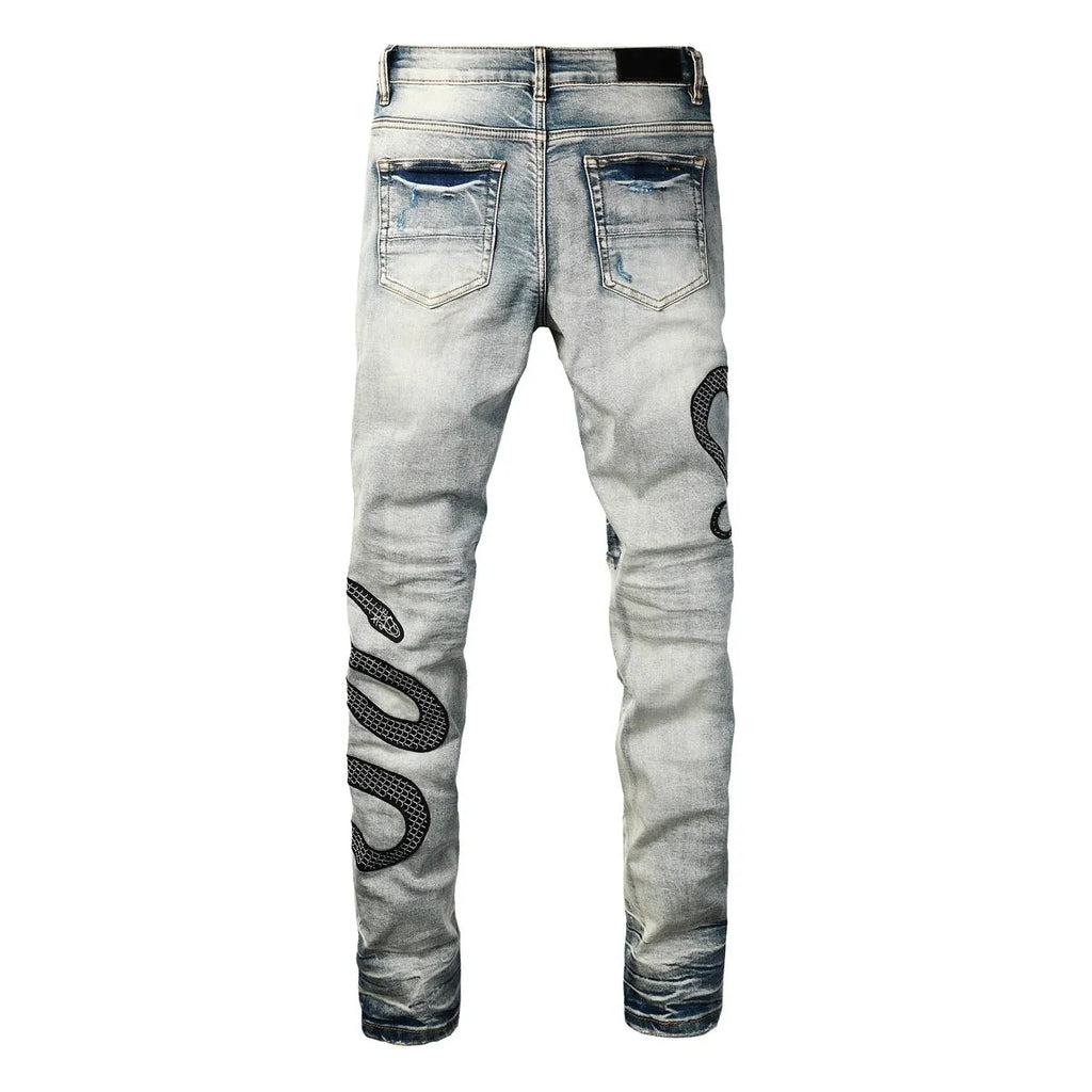 Wash distressed skinny jeans in 8934Blue colour with button fly closure and mid waist design