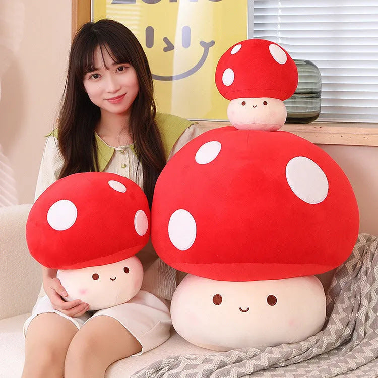 Children's plush mushroom doll pillow in PP cotton, available in 23cm, 30cm and 60cm heights.