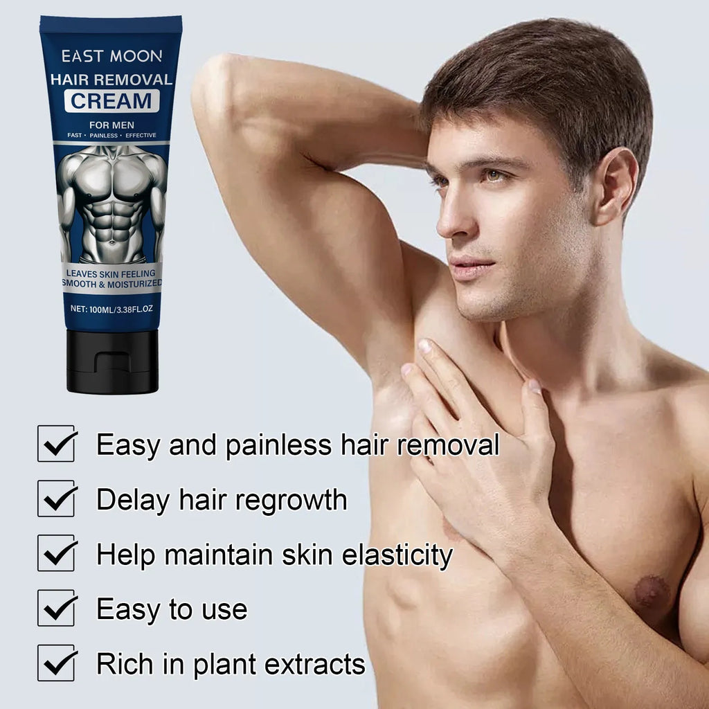 Men's hair removal cream tube with 100ml mild formula for beard and body depilation