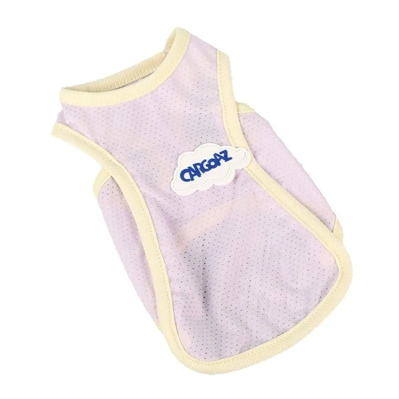 Polyester cat summer vest in grass green colour showing sports style design and lightweight construction