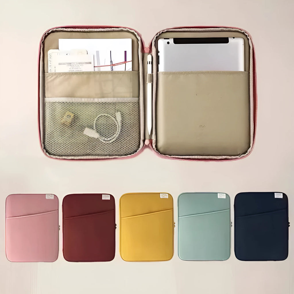 Creative Simple Solid Colour Nylon Tablet Bag for 11 inch tablet in dark blue with zipper closure