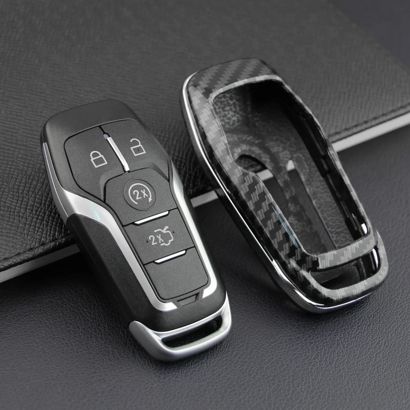 Black plastic car key remote protective shell with optional buckle