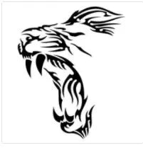 Black and white tiger head bumper sticker on car window, 23.4x28.8 cm PVC decal