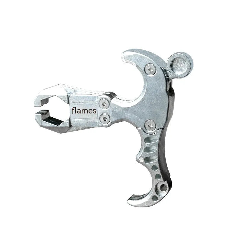 Alloy release aid with two-axis harpoon clip mechanism for fishing and archery equipment