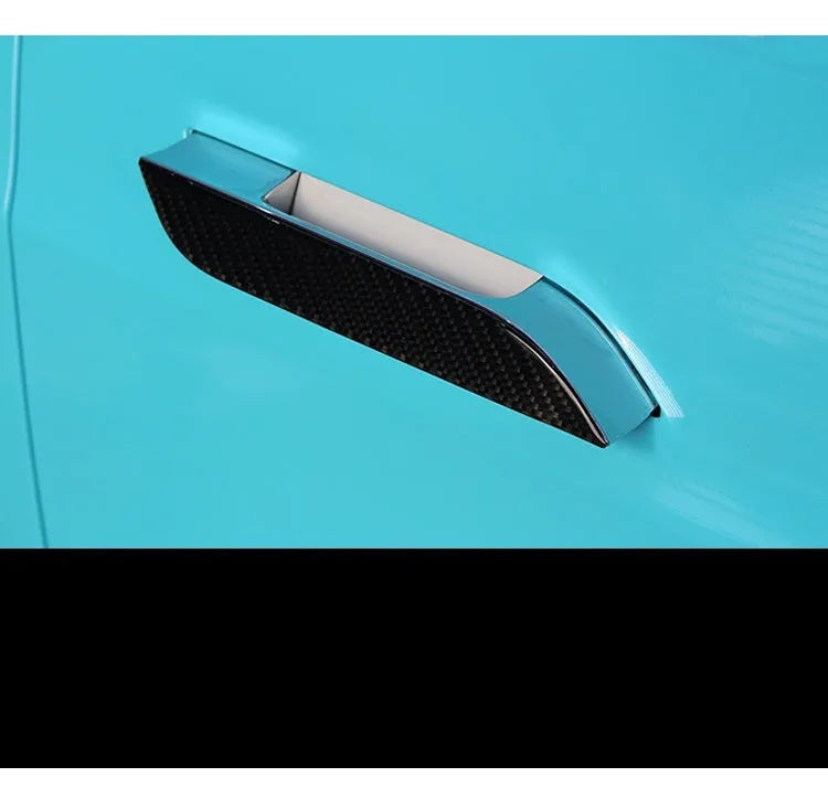 Four carbon fibre door handle patches for Tesla Model S with adhesive backing