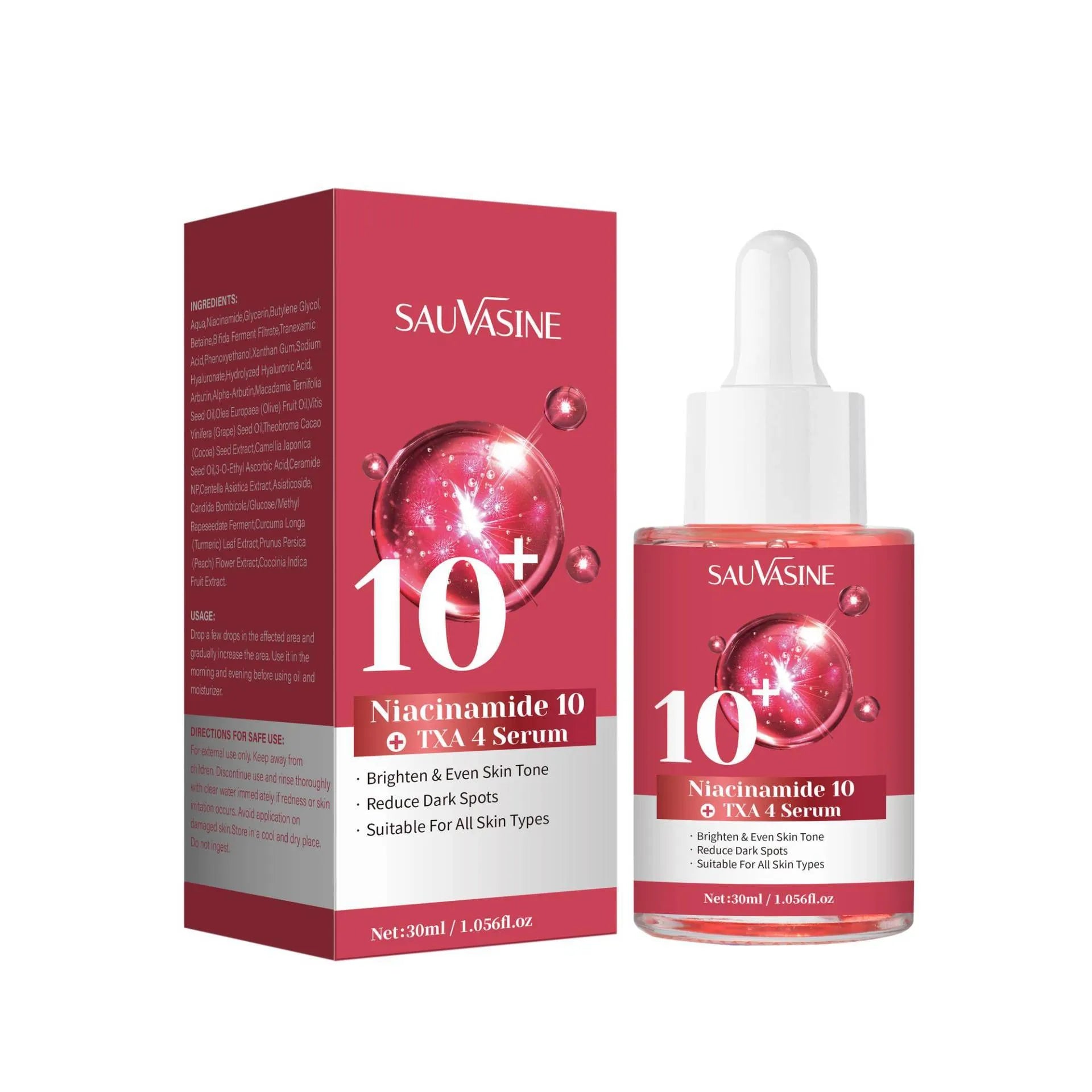30ml bottle of niacinamide 10% TXA 4% serum for facial skin brightening