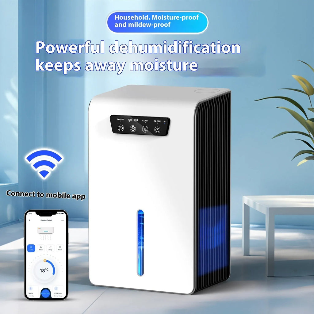 Milky white small household dehumidifier for bedrooms up to 20 square metres