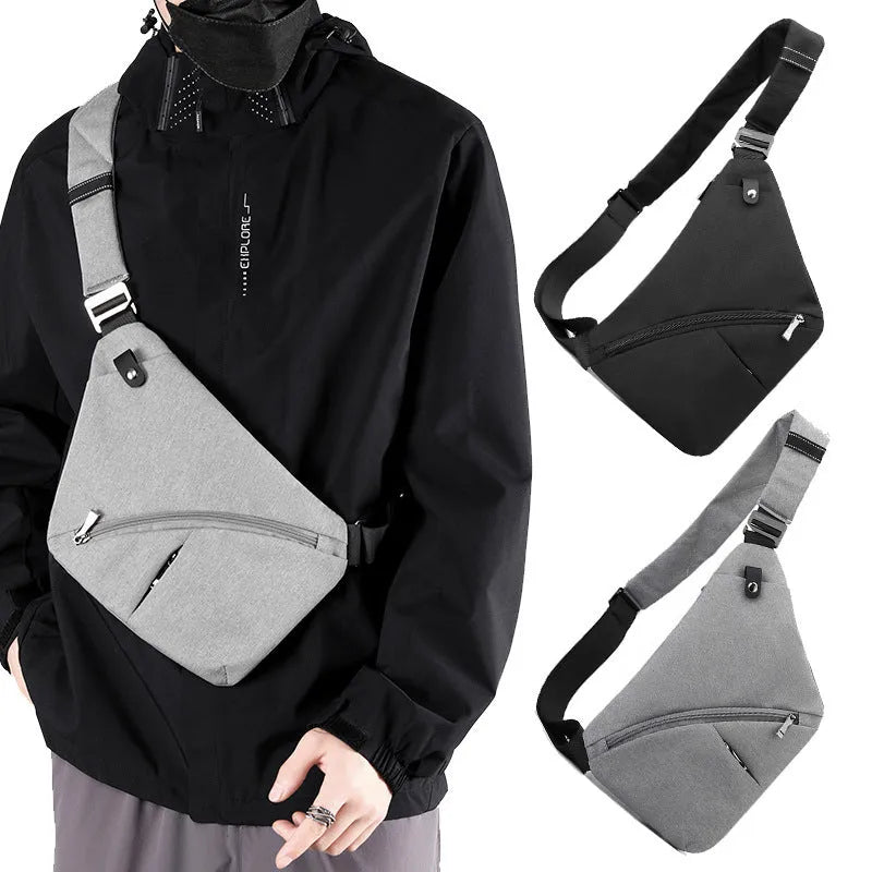 Men's Oxford cloth chest bag single shoulder crossbody design grey and black colour options