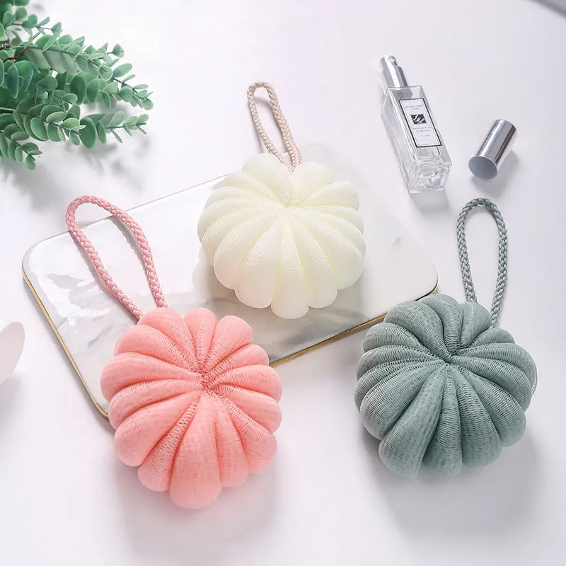 Japanese style 50g PE bath flower ball in green, 10x10cm mesh shower sponge