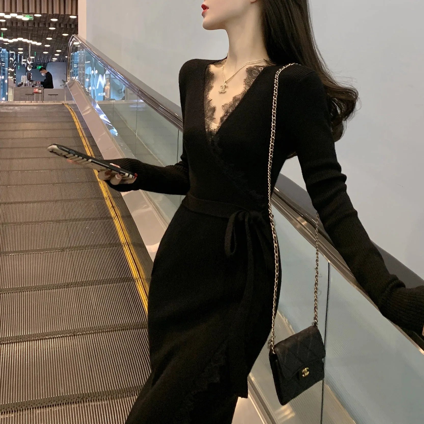 Black women's slim fit Princess dress style skirt on a hanger