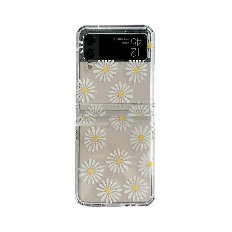 Flower design phone case for Samsung Galaxy Z Flip folding screen smartphone