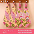 Class A pure cotton gauze square towel 40x34cm in printed Pink Phoenix, Peony, Smoke Bird, and White Pigeon designs