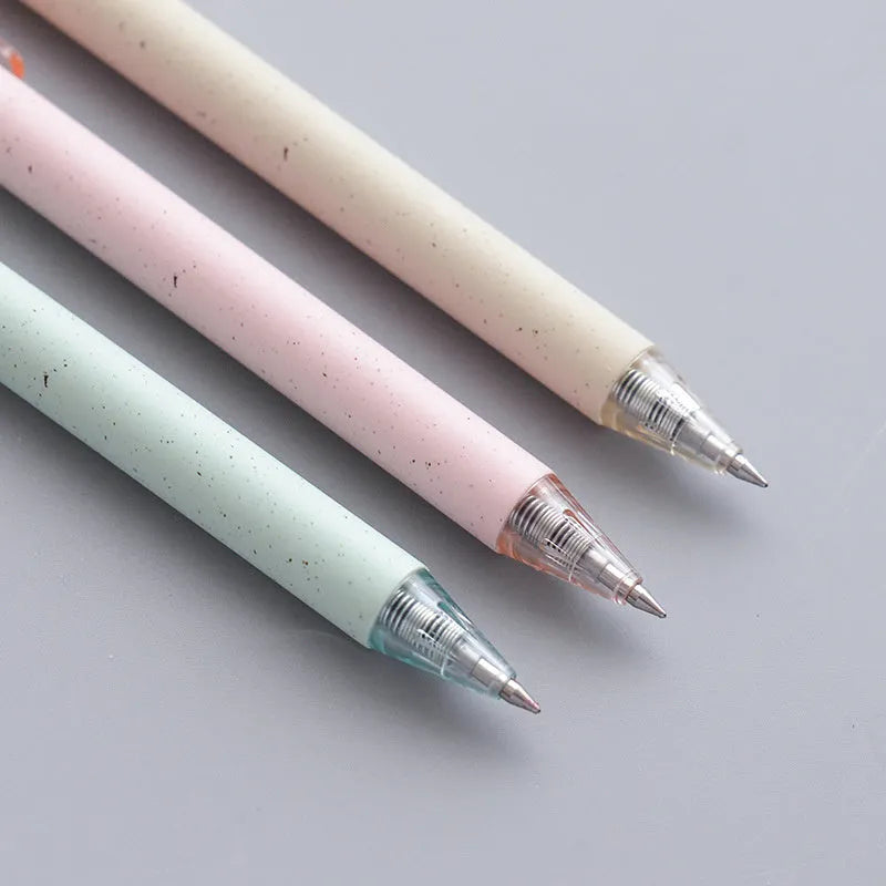 Set of 12 push-type 0.5mm gel pens in assorted colours with replaceable refills and quick-drying black ink