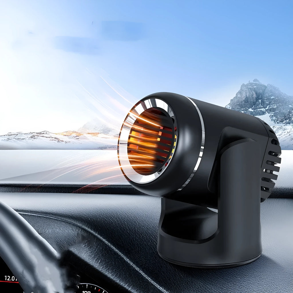 Black and white 12V car heater defroster with power cord for vehicle windscreen clearing